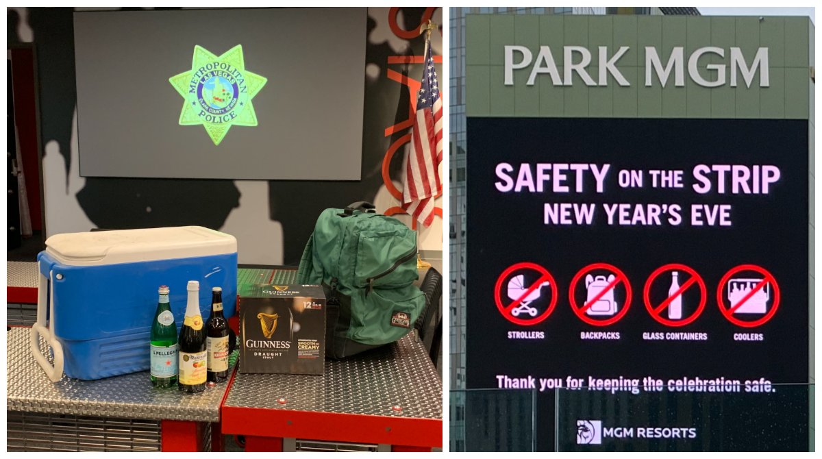 America's Party 2020 is just around the corner! 🎉 Planning to celebrate #NewYears2020 on the Las #Vegas Strip? Don't bring these items - they are prohibited: glass bottles, large bags, strollers, backpacks and coolers. #NYE #NYE2019 #NewYearsEve