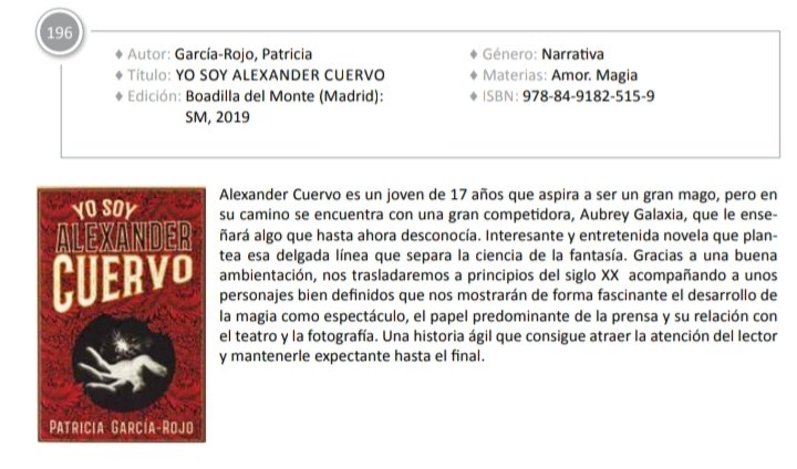 En las recomendaciones lectoras de <a href="/SalonLIJMadrid/">Salón del Libro Infantil y Juvenil</a> este año han incluído _Yo soy Alexander Cuervo_ y estoy la mar de contenta. ¡Gracias!