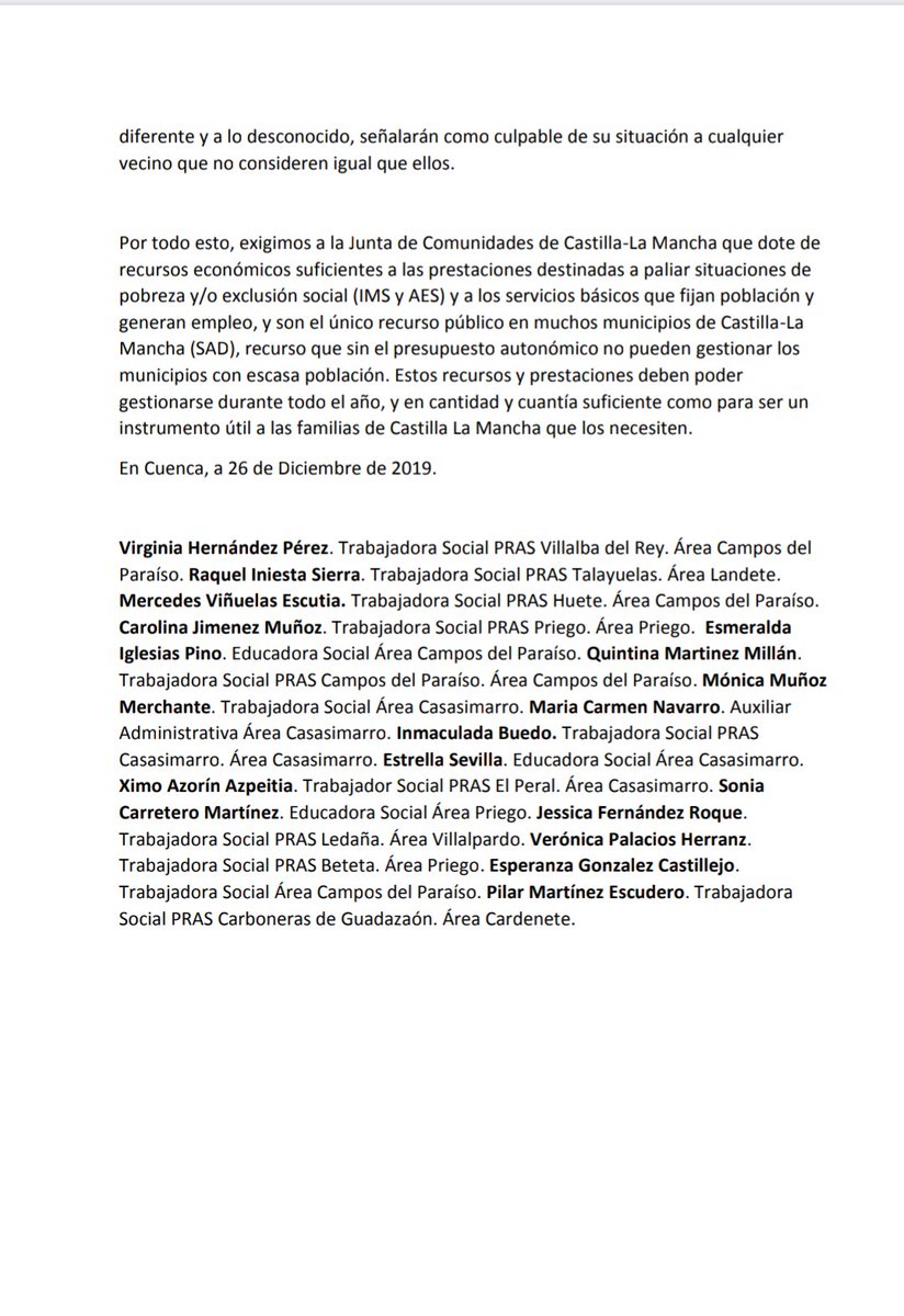 Gritaaaaaaa's tweet image. Manifiesto elaborado por profesionales de los Servicios Sociales de atención primaria en #Cuenca 
El escaparate de los Servicios Sociales en C-LM pretaciones SIN presupuesto y limosnas.