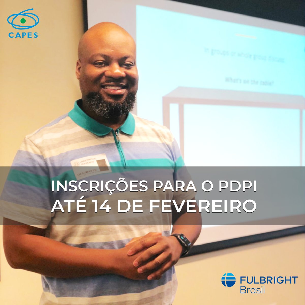 fulbrightbrasil's tweet photo. As inscrições para o PDPI estão abertas até 14/2.  São mais de 400 vagas para fazer curso de de inglês nos Estados Unidos com tudo pago. Podem se inscrever professores da rede pública de educação básica: https://t.co/I2HNtbEMQJ

@CAPES_Oficial @EmbaixadaEUA https://t.co/lL3dlkY9f6