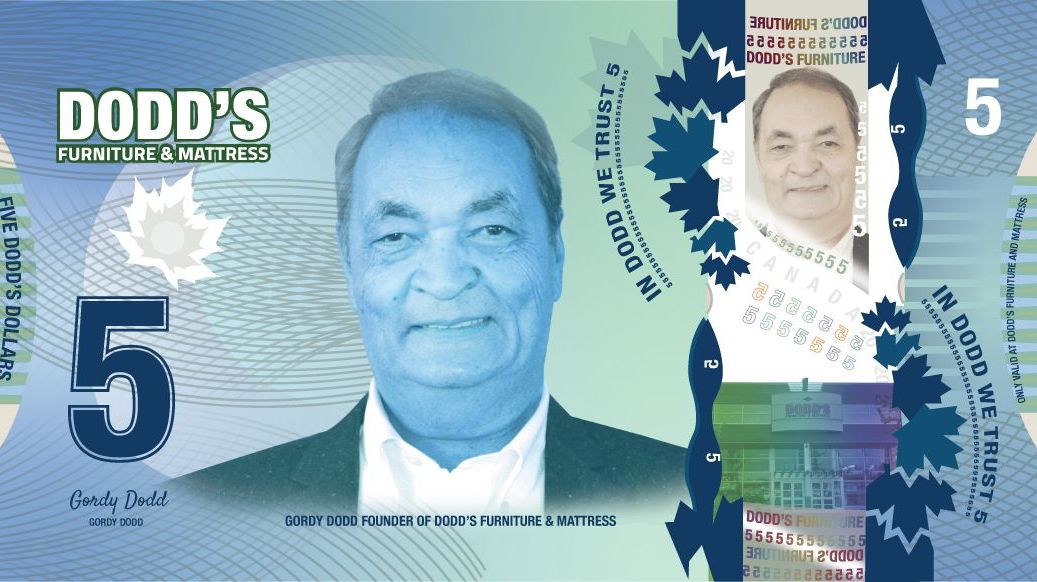 DoddsFurniture's tweet photo. Bank of Canada wants suggestions as to who should be on our new $5 bill. @DoddsFurniture "In Dodd We Trust!" #YYJ #VictoriaChamber #ThinkLocalFirst #1003TheQ #TimesColonist #YCD #VictoriaNews #1069TheWolf #NanaimoNewsBulletin #YBL #CampbellRiverMirror #Eagle973 #AbsolutelyDodds https://t.co/C3z9TehZ0e