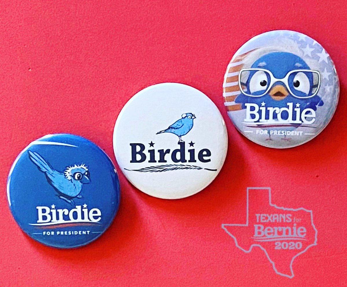 tx4bernie2020's tweet photo. We missed Birdie day, but better late than never, right?🐦✨
These are just three of 40+ awesome designs. DM us for details on how to get your own!
#BirdieSanders #BernieButtons https://t.co/07KKrGdCn7