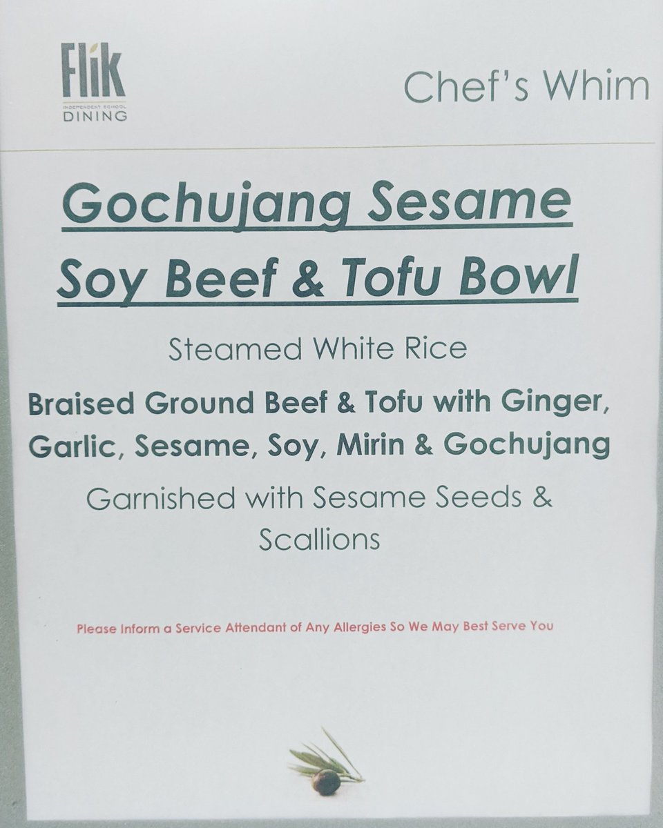 Eddie_Mundy's tweet photo. Gochujang, sesame & soy beef rice bowl 🍚🥩
.
@FlikISDining
.
#chefswhim #schoolunch #gochujang #sesame #soy #beef #rice #eatshareconnect #cooklife #teampixel https://t.co/u0fNsZXdE8
