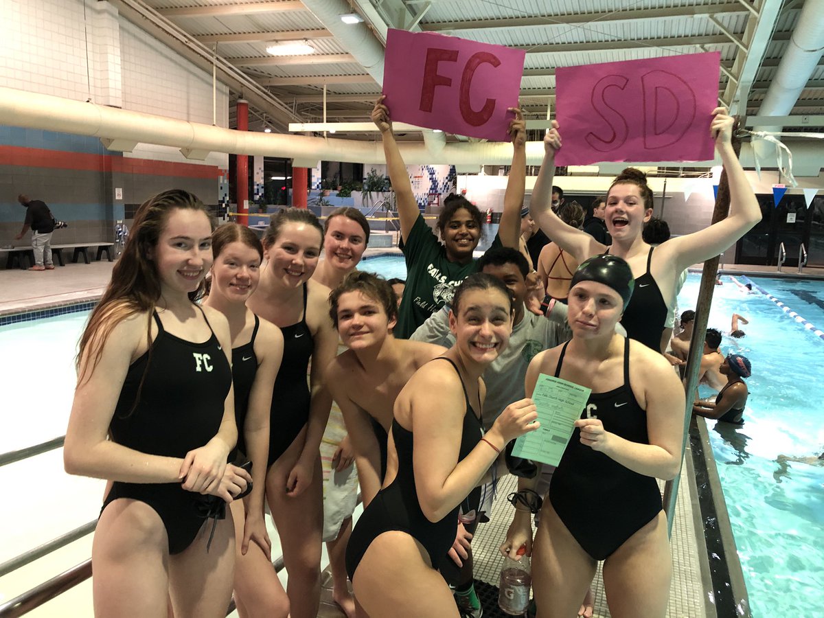 FCSwimandDive's tweet photo. It’s a double win for the Falls Church Swim and Dive Team (and the spirit was unstoppable)! Way to go Jags! #wearefc #swim #dive https://t.co/87R2hsLKpY