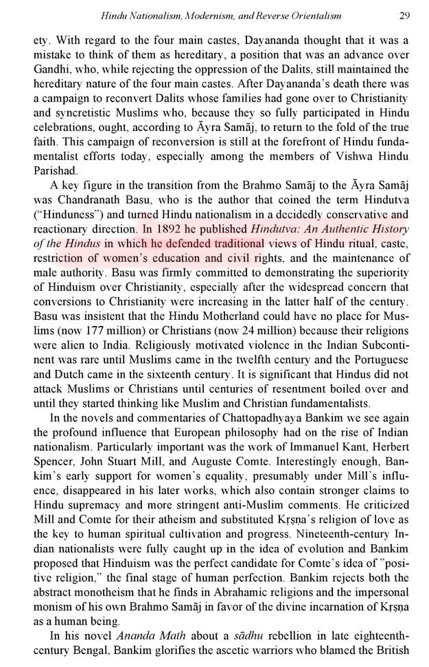 32/n 31 years before Savarkar‘S “Hindutva: Who is Hindu”, “Chandranath Basu” published “Hindutva: An Authentic History of Hindus” in 1892 (snippet-2)Source: 2) The Origins of Religious Violence: An Asian PerspectiveBy Nicholas F. Gier