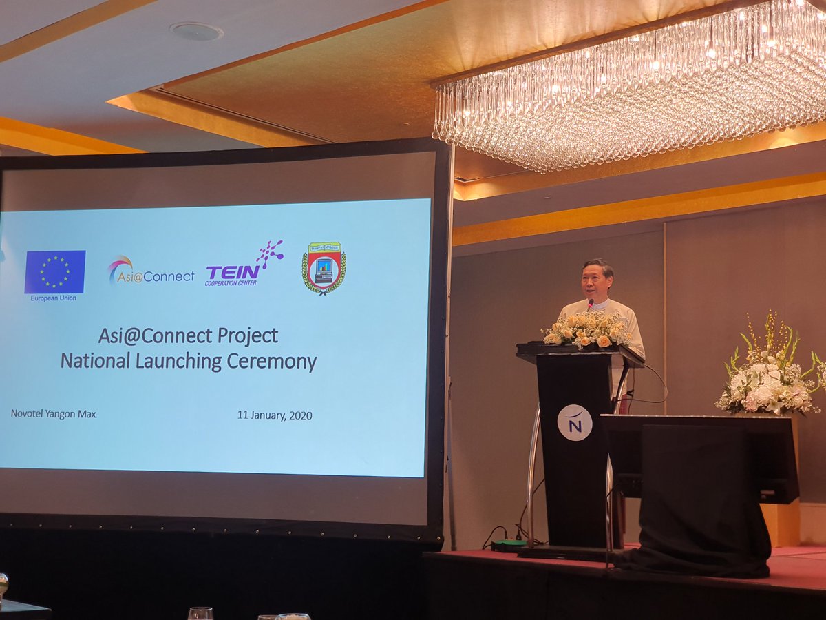 AsiaConnectNews's tweet photo. Asi@Connect national launch event in Myanmar hosted by #mmREN. Minister of Education of Myanmar and @johhesse_EU Head of cooperation of EUD to Myanmar delivered congratulatory messages to #mmREN community.
#AsiaConnectProject #TEIN #NREN https://t.co/ASw4PxY9FM