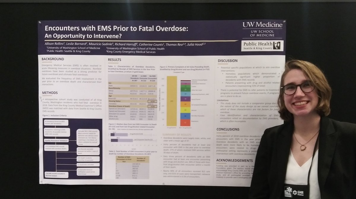 So grateful to be able to present my project on fatal #overdose at @NAEMSP! Prehospital care represents a potential opportunity for intervention in preventing fatal overdose.

@MedicOneFndn @UWashEM @UWMedicine #UWashEMS #opioidcrisis #epidemiology #meded #medtwitter