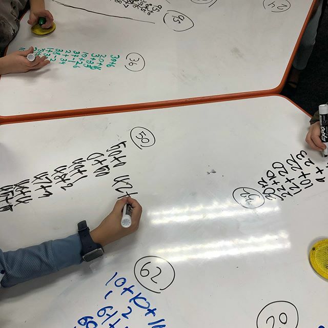 AF_Eagles's tweet photo. What a great example of how teachers differentiate instruction even within their small groups.  Students in first grade are writing equations to the same total to deepen their number sense. https://t.co/fDtoM7cuTm