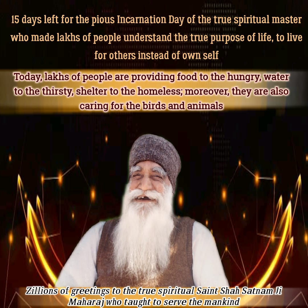 Deepika07721284's tweet photo. #15DaysToFestivalOfMillions
15 days to go for pious incarnation day of the true Guru Shah Satnam ji Mharaj , who freed millions of p from drugs nd connected them to the real divine intoxication. https://t.co/uJwf2jkMZN