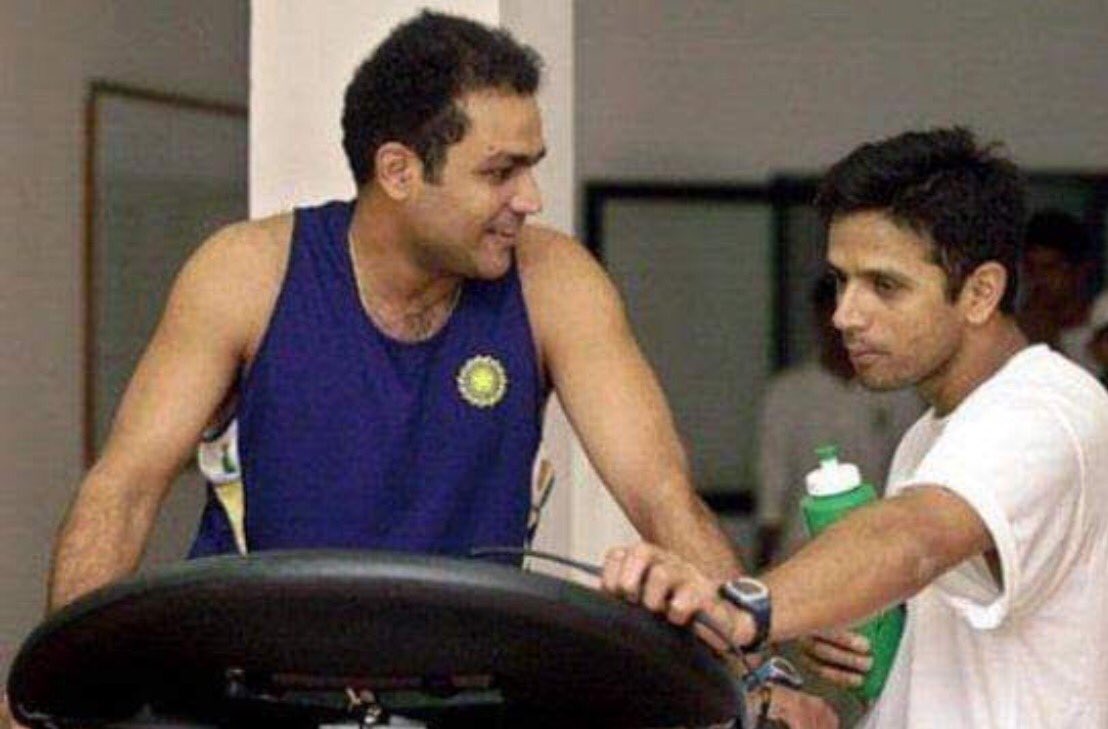 virendersehwag's tweet photo. From my understanding, I thought grinding only happens in the kitchen in the Mixer Grinder, but Dravid taught one can grind on the cricket pitch as well. We had it All when we had the Wall !#HappyBirthdayRahulDravid https://t.co/eUVkpTtF8n