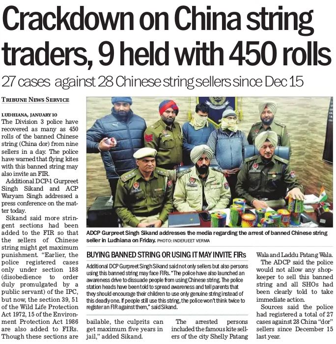 PunjabPoliceInd's tweet photo. Action against Chinese Dor #SaveBirds #DonotUseChineseDor #NineArrested #LudhianaPolice #PunjabPoliceIndia https://t.co/BabRbe1ikn