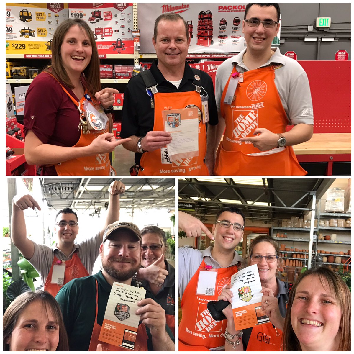 Another great afternoon of recognition! John was chosen as safety Bravo winner, Steve hit his Silver milestone and Gigi hit her 4th Gold!! Love bringing smiles to people’s faces! #OneTeam   #HappyFriday <a href="/THDSMLisa/">Lisa Holzhauser</a> @curtisTHD <a href="/Mary05420472/">Mary Heard @hd6349</a> <a href="/sammie4974/">Samantha George</a> <a href="/Seichner131/">Seichner13</a>