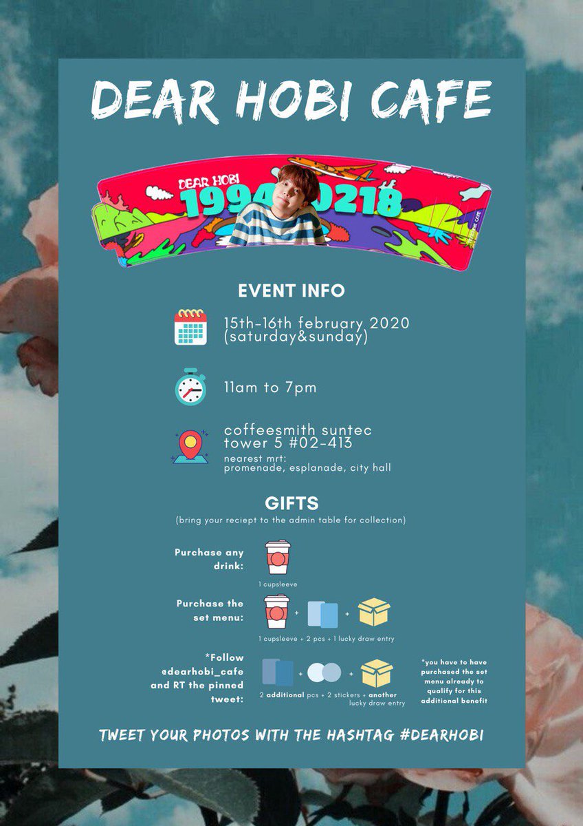 dearhobi_cafe's tweet photo. ＊*•̩̩͙✩•̩̩͙*˚　Event Details　˚*•̩̩͙✩•̩̩͙*˚＊

𝒮𝓅𝑒𝒸𝒾𝒶𝓁 𝒮𝑒𝓉 𝑀𝑒𝓃𝓊 𝓅𝓇𝑒𝓅𝒶𝓇𝑒𝒹 𝒻𝑜𝓇 #dearhobi 𝑒𝓋𝑒𝓃𝓉

✈️ 1 Drink = 1 Cupsleeve 

✈️ 1 Set Menu = 1 Cupsleeve + 2 Pcs + 1 chance of Lucky Draw 

[Collection to be at admin table] https://t.co/92lYtuS532