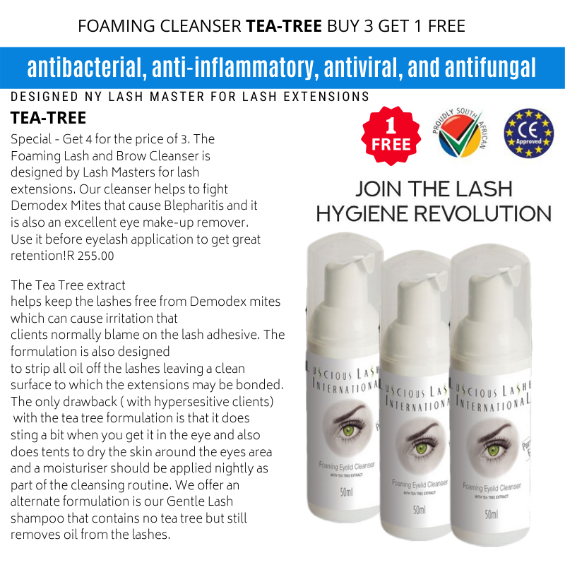 CleanLashes's tweet image. Special - Get 4 for the price of 3. The Foaming Lash and Brow Cleanser are designed by Lash Masters for lash extensions.  helps to fight Demodex Mites that cause Blepharitis and it is also an excellent eye make-up remover.  cleanyourlashes.co.za

info@cleanyourlashes.co.za