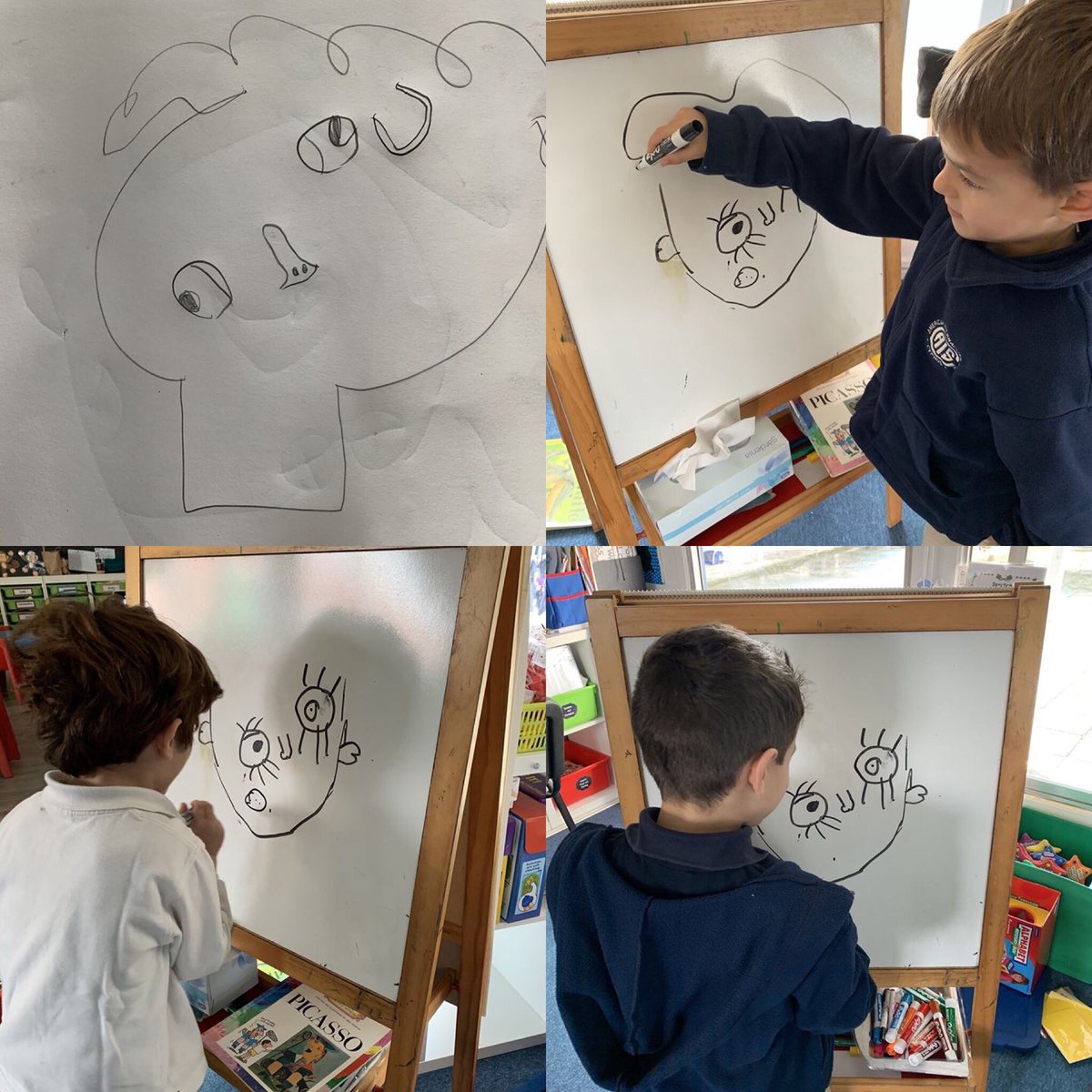 #AISCyprus KG 5 Learned about the artist Pablo Picasso and experimented by creating portraits in the style of his work.