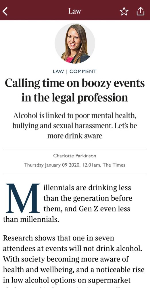 A double whammy for our Healthy Drinking Guide in <a href="/thetimes/">The Times and The Sunday Times</a> - this morning another piece, this time by <a href="/Charliepar/">Charlotte Pashley</a> <a href="/JuniorLawyers/">Junior Lawyers Division (JLD)</a> <a href="/TheLawSociety/">The Law Society</a> in The Brief 🤩