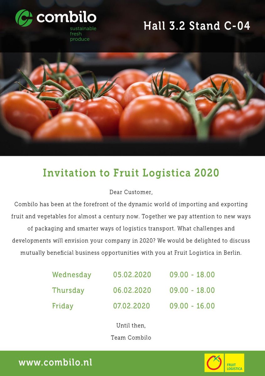 Looking forward to next month! #fruitlogistica2020