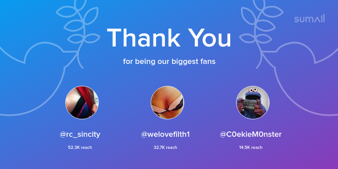 Our biggest fans this week: rc_sincity, welovefilth1, C0ekieM0nster. Thank you! via https://t.co/vfXGQ8T5p7