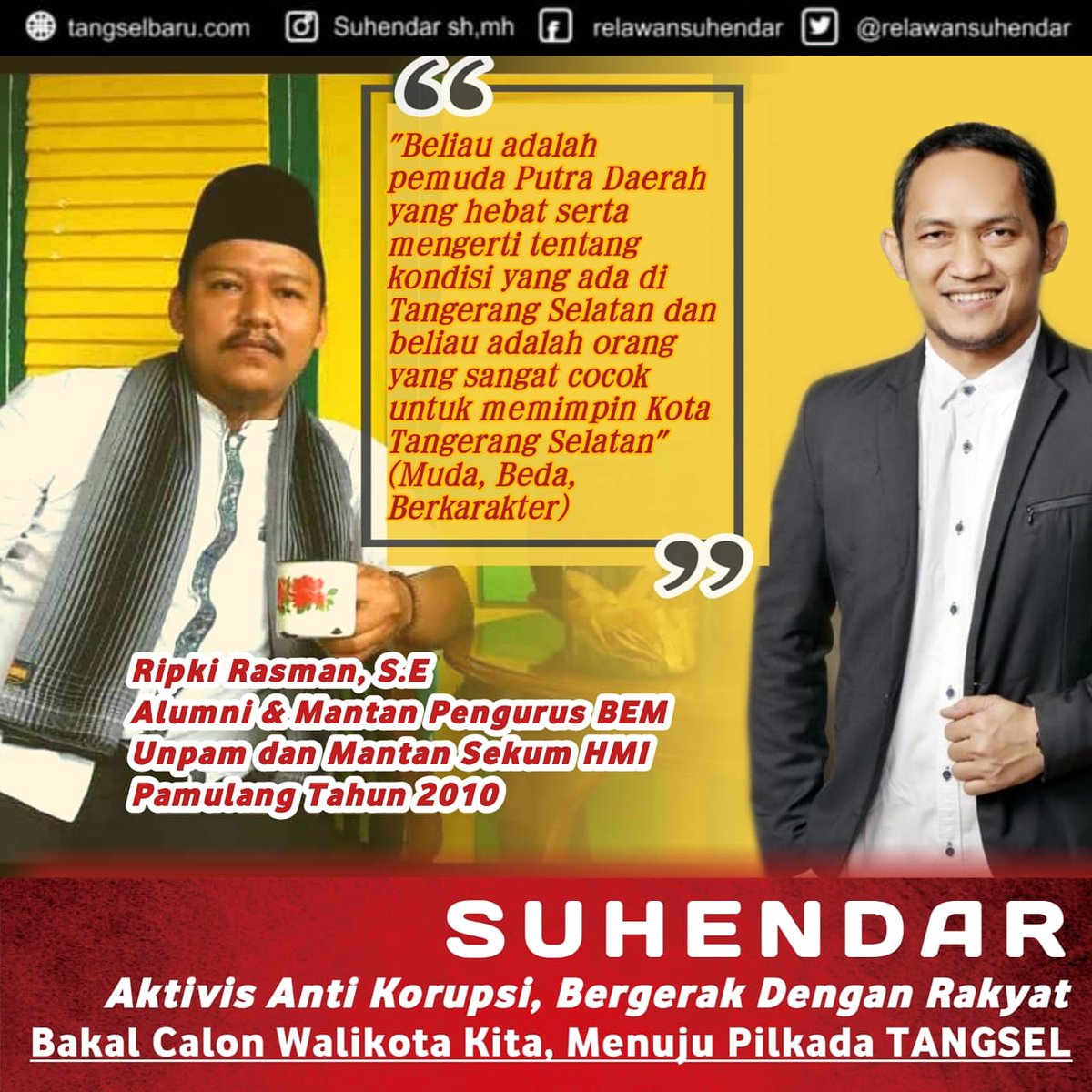 yundara_yuk's tweet photo. Dari pada pusing mikirin #IranVSAmerica , mending mikirn pilkada tangsel.
#suhendar
#suhendarfortangsel
#orabakalsalah
#kudukitadukung
#menjemputpemimpin
#Tangsel
#Tangselbaru
#Tangselkeren
#tangselupdate https://t.co/MtHBe0UAyS