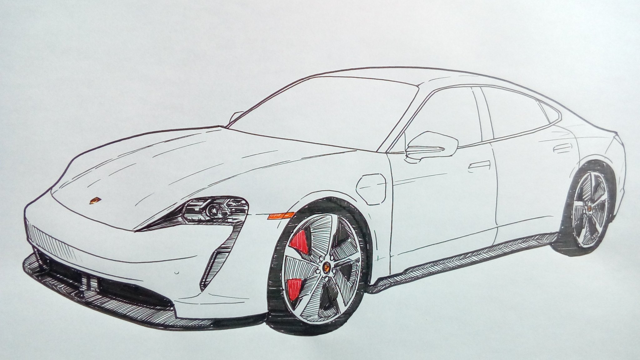 結城るい ポルシェ Porsche Taycan ラクガキ ペン画 イラスト基地 イラスト塾 アナログイラスト ポルシェタイカン T Co Iqw6elutze Twitter
