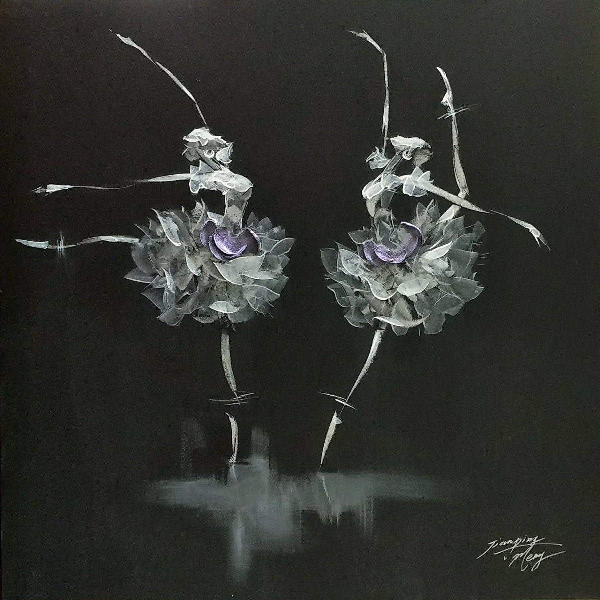 Title: Ballerina B&amp;W

Medium: Multimedia and acrylic on canvas

Dimensions: 39" x39"

Year: 2019

Artist: Jianping Meng(Toronto,Canada)

#contemporaryart  #galleryshow #ontarioartist  #multimedia  #artist  #artlovers #artgallery #artcollector #abstractart #colorful #artgallery