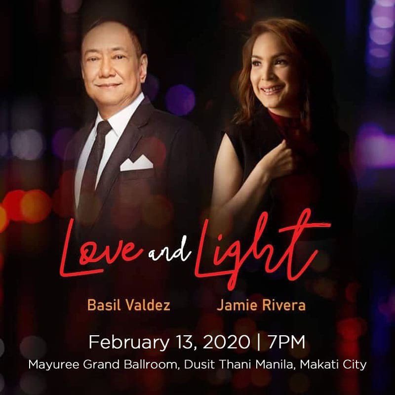 This season of hearts let love illuminate &amp; inspire... Basil Valdez &amp; Jamie Rivera...Love &amp; Light a romantic evening that will tug your heart in more ways than one on February 13 7pm at Mayuree Grand Ballroom, Dusit Thani Manila, Makati City #BasilValdez #JamieRivera #nsyshows