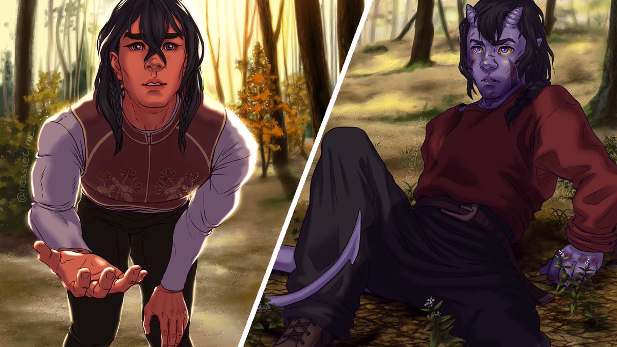 nessietime's tweet photo. First part of my art for @SheithBigBang, #sheith fantasy AU with young paladin Shiro and tiefling Keith! I had a chance to work with truly awesome @Shiromakuro8 who wrote lovely fic for this art: https://t.co/F6nykzRlIs

tw for art: blood

#sheithbigbang #sheithbigbang2019 https://t.co/DJ4JV7d5vs