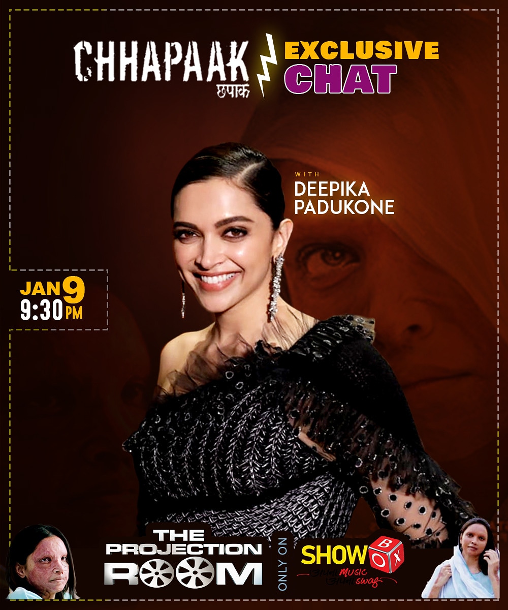 EPICMusic_TV's tweet photo. Watch an exclusive chat with #DeepikaPadukone in #TheProjectionRoom, tonight at 9:30 PM only on ShowBox.
.
#chhapaak #padmavat #deepveer #abladnahai @deepikapadukone @RanveerOfficial @mayankw14 @RAJIEEMSHINDE @foxstarhindi @meghnagulzar @ZeeMusicCompany @_KaProductions https://t.co/eKK9erEipN
