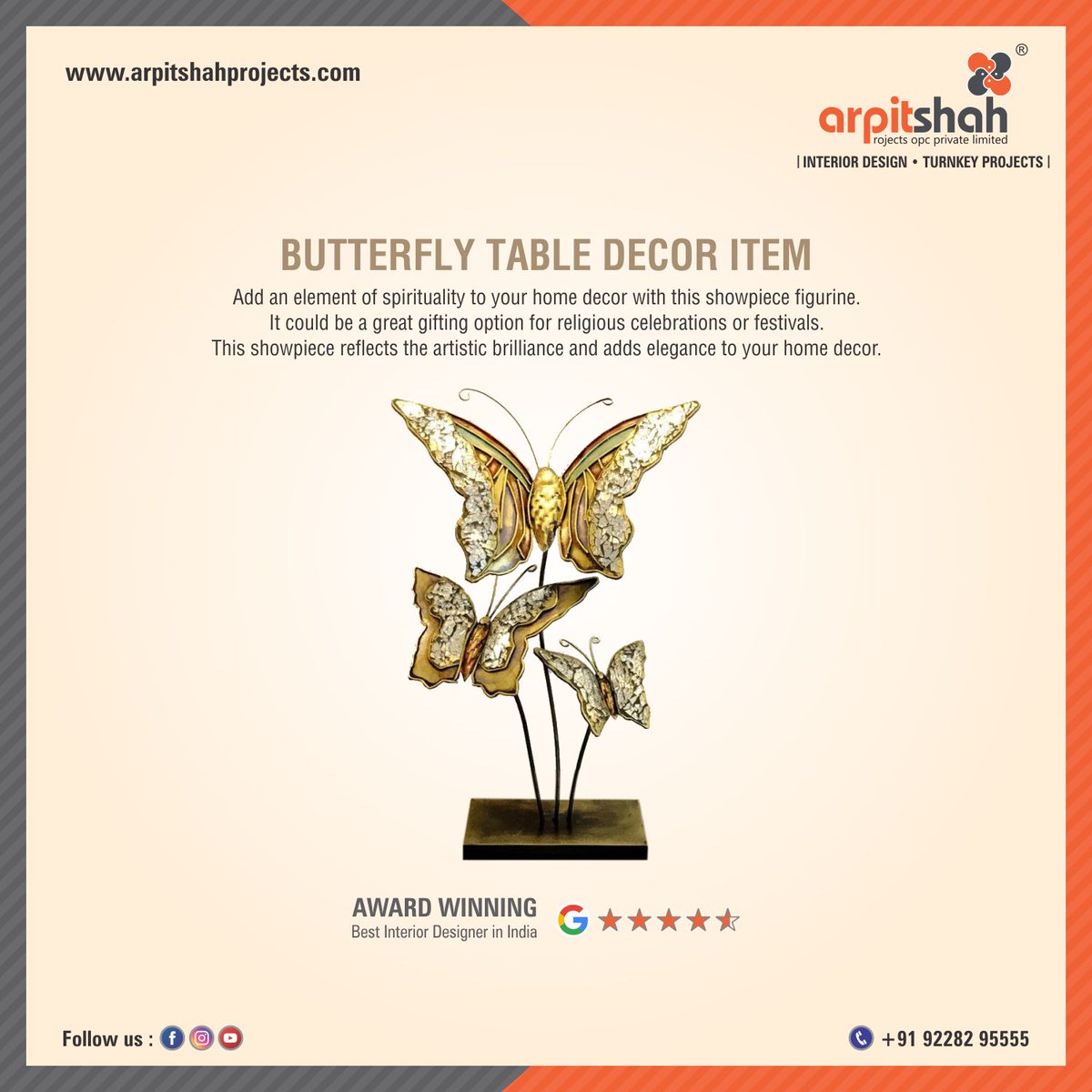 arpitshah_ctm's tweet photo. 𝐁𝐔𝐓𝐓𝐄𝐑𝐅𝐋𝐘 𝐓𝐀𝐁𝐋𝐄 𝐃𝐄𝐂𝐎𝐑 𝐈𝐓𝐄𝐌

#Interiordesign #Exteriordesign #ModularKitchen #DecorWall #CenterTables #TurnkeyProjects #Architecture #HomeDesign #HomeDecor #FacadeWork

https://t.co/1pIR3cLpk2 https://t.co/277TkgeMRn