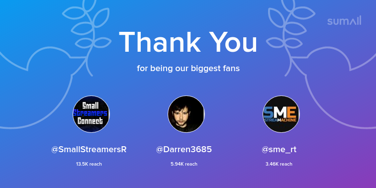 DangerMxRider24's tweet photo. Our biggest fans this week: SmallStreamersR, Darren3685, sme_rt. Thank you! via https://t.co/yUFK5UJjxZ https://t.co/GLchXiVk15