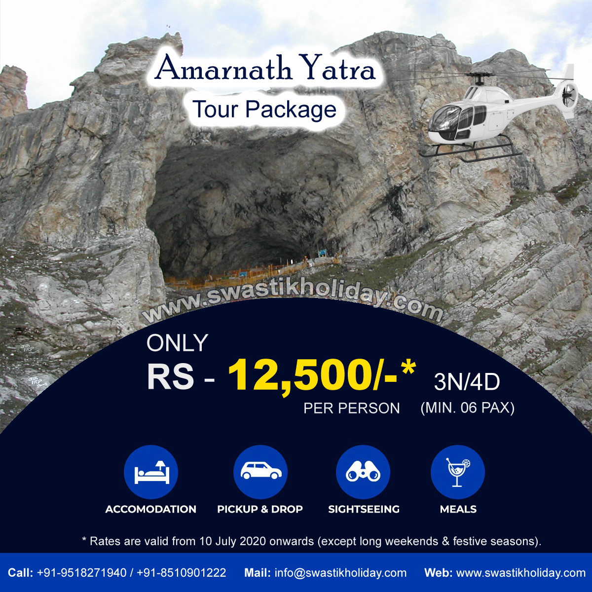 #Amarnath one of the holiest shrines in Hinduism. 
Now Book 3 Nights #amarnathYatra #package by #helicopter @ Just Rs. 12500/-*pp.
For details visit swastikholiday.com/shubhdarshan/a… 
or call/whatsapp on +91- 8510901222, 9213313000, 9518271940

#amarnathyatra2020 #Yatrabyhelicopter #cave