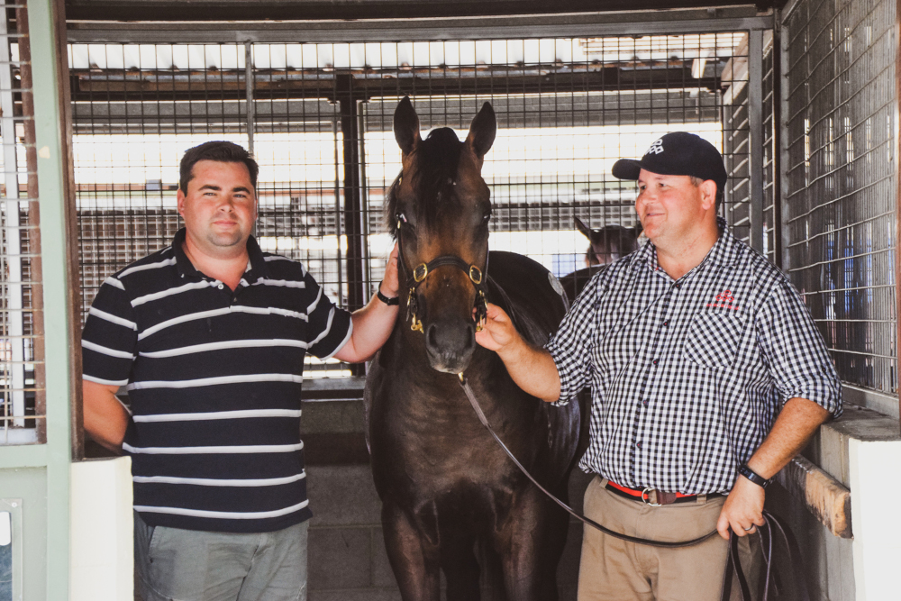 ArrowfieldStud's tweet photo. Congratulations Richard Litt @littracing and Ottavio & Wendy Galletta on their $1.9 million purchase of Lot 385 @mmsnippets, our stunning Deep Impact-Honesty Prevails colt, seen here with Richard & leader @AdamShankley. #magicfound https://t.co/ktcgk3rBTZ