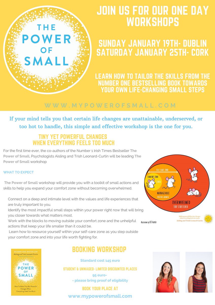 I hate new year resolutions but I love the idea of making small changes to achieve big differences 💪 Great workshop coming to #cork by <a href="/AislingLCurtin/">Aisling L-Curtin</a> &amp; <a href="/TrishLeonardACT/">Trish Leonard-Curtin</a> (fellow <a href="/Network_Ireland/">Network Ireland</a> members 👍) #ThePowerOfSmall