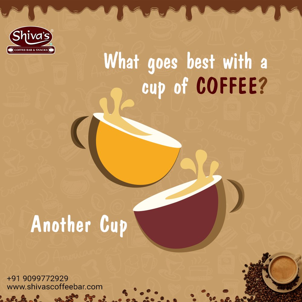 shivascoffeebar's tweet photo. What goes best with a cup of coffee? Another cup
Enjoy Coffee at Shiva’s Coffee Bar.
#Coffee #CoffeeLover #ShivasCoffeeBar https://t.co/g37VV6bvMk
