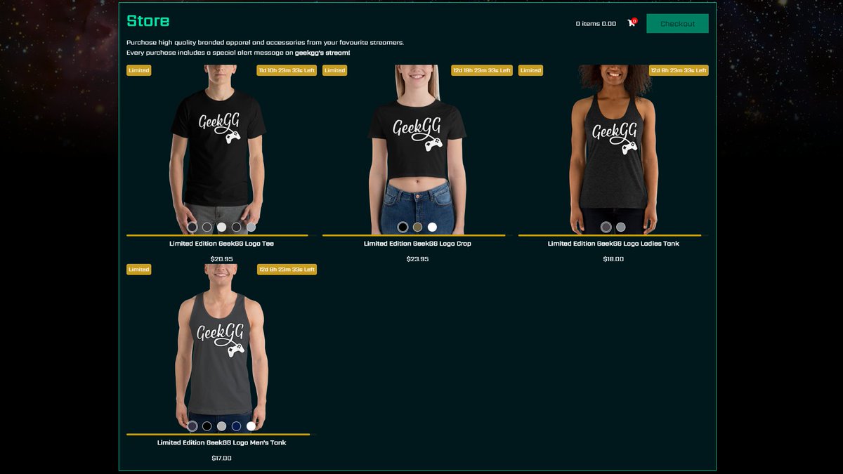 I'm about to do a massive overhaul of my stream. Before I do, I'm releasing limited edition merch with my current logo before it's gone forever!

Available for 2 weeks only! Tees, tanks &amp; ladies crops available in neutral colours ✌️🏼

Check it out here: streamlabs.com/geekgg/merch