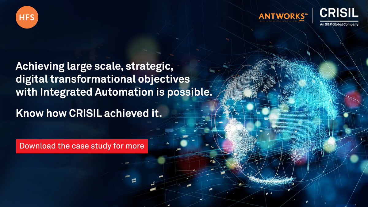 CrisilLimited's tweet image. A digital strategy can achieve transformational outcomes by combining intelligent automation, AI and analytics in an #IntegratedAutomation approach.
