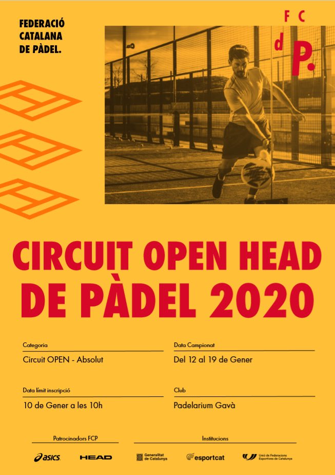 FCatalanaPadel's tweet photo. Fins demà a les 10:00h us podeu inscriure als següents tornejos:

✏️ Circuit #OpenFCP @HEAD_PADEL 

📍@padelarium (BCN) 

Aquest any els 
Campions/es 👉 Pala HEAD
Sotcampions/es 👉 PaleterHEAD

També regal d’una 👚👕 al welcomepack 

Animeu-vos!!! https://t.co/Y0gtAoB66n