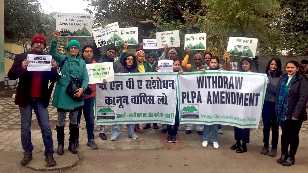 Moulibasu's tweet photo. @cmohry The PLPA Amendment that you've taken consent of the Governor, despite a SC directive not to implement, puts 60000 acres of forests at risk in a state with only 3.59% forest cover. #WithdrawPLPAAmendment & notify #Aravallis as a protected forest. #AravalliBachao @deespeak https://t.co/sl1d1H1yz2