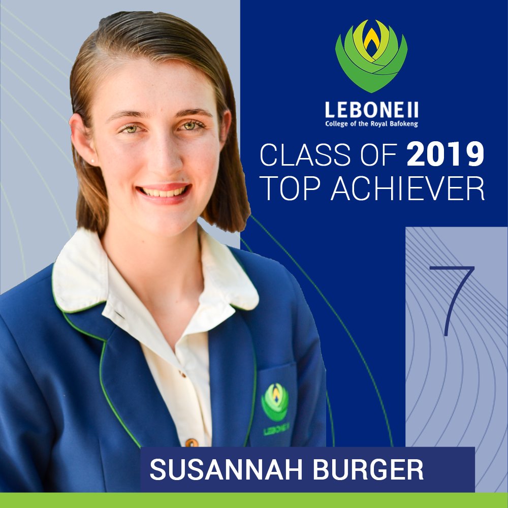 [SUSANNAH BURGER – 7 DISTINCTIONS]
Read more:
web.facebook.com/LeboneCollege/…
#Matric2019 #Shineyourlight