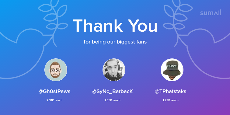 xACE_STRIKERx's tweet photo. Our biggest fans this week: Gh0stPaws, SyNc_BarbacK, TPhatstaks. Thank you! via https://t.co/bVz62r2lCZ https://t.co/YlWdQJwBUH