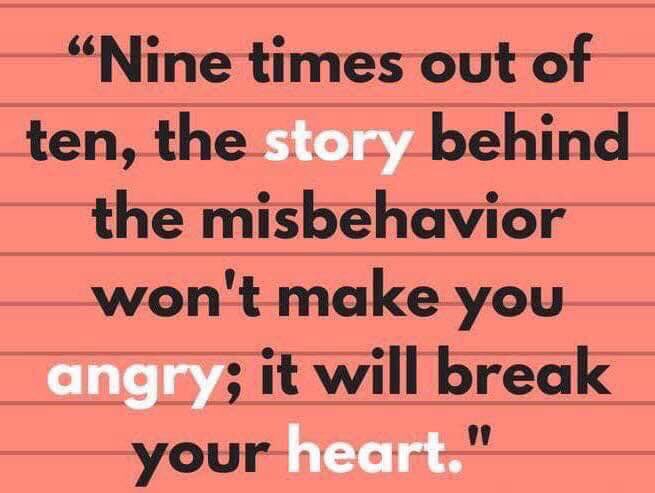 We would all do well to take time to consider the causes of behaviour (trauma, pain, hurt, confusion , frustration and anxiety) rather than viewing a child as “naughty”. The same goes for adults too. Nobody is born inherently ‘bad’. There is ALWAYS a reason behind the behaviour!