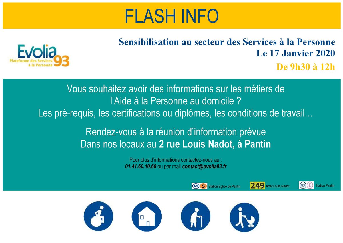 PlateformeE's tweet photo. #FlashInfos #Sensibilisation #EVOLIA93
Le 17 Janvier 2020 à 9h30
Au sein de nos locaux au 2 rue Louis Nadot, à Pantin. https://t.co/F35Ct4MKwq