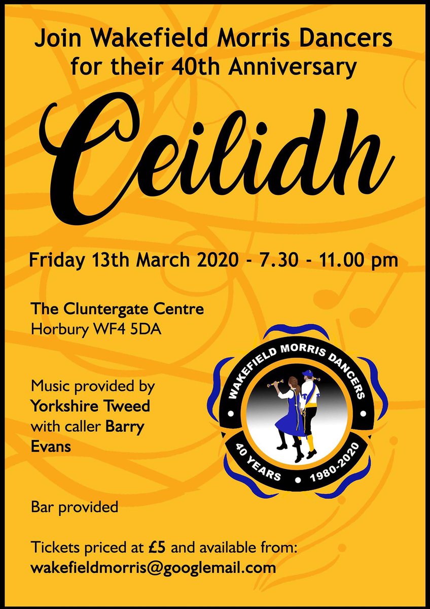 We are 40 this year! Join our celebrations by attending our Anniversary Ceilidh. Everybody welcome.