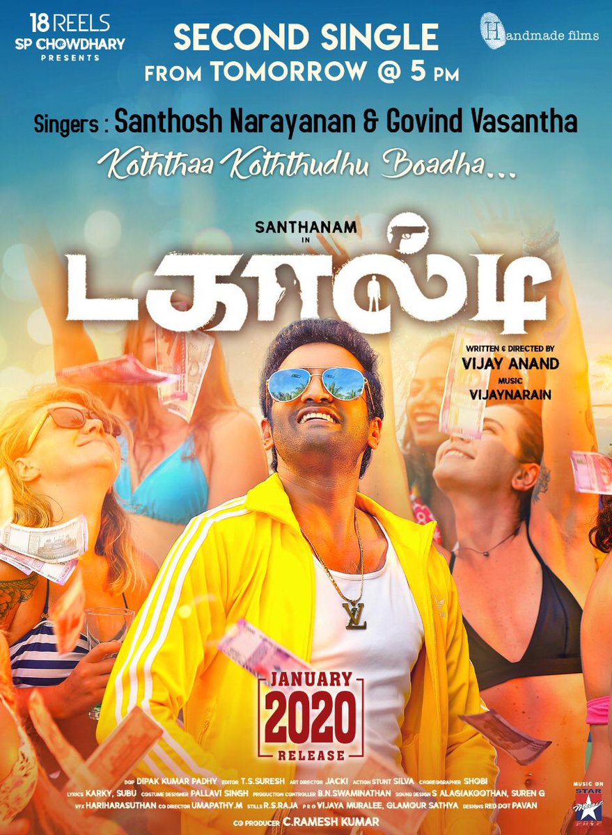 Incredibly thrilled to announce that my mentor <a href="/Music_Santhosh/">Santhosh Narayanan</a> and the amazing @govind_vasantha have sung in my next original composition for <a href="/iamsanthanam/">Santhanam</a> starrer, #Dagaalty directed by <a href="/vijayanans/">Vijay Anand</a>.  Kotha Kothudhu Bodhai, penned by <a href="/subuconnects/">Su Bu</a> releases tomorrow! Stay tuned :)