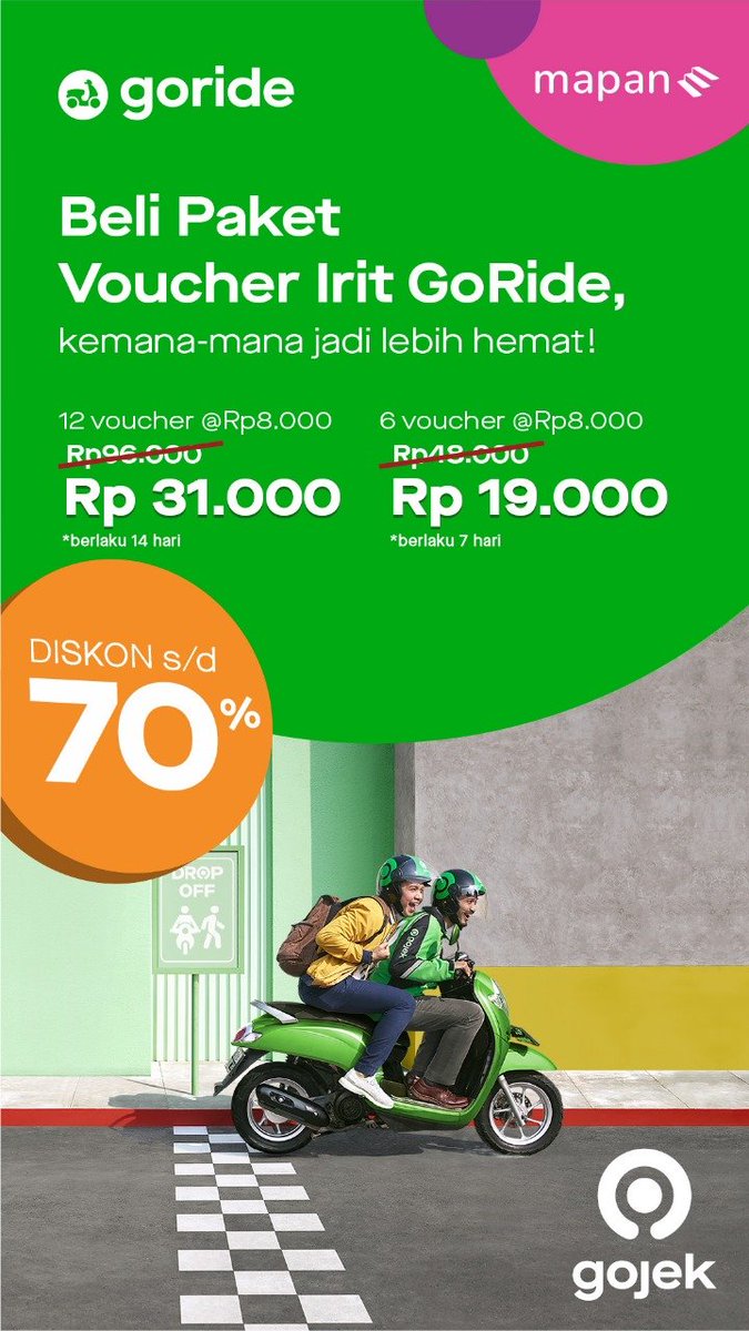 AndriatiLutfiah's tweet photo. Yang ingin berhemat
Ready Voucher goride 

Voucher 48.000 byr 19.000
Voucher 96.000 byr 31.000
Bisa Chat 
085740578200
@voucergojek
@pulsadantagihanmapan
@astimanjari 
@wawan_RUP 
@Rikahid81367045 
@Ristem17 
#banjir2020 https://t.co/39RsOehNm2
