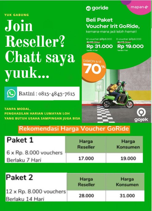 AndriatiLutfiah's tweet photo. Yang ingin berhemat
Ready Voucher goride 

Voucher 48.000 byr 19.000
Voucher 96.000 byr 31.000
Bisa Chat 
085740578200
@voucergojek
@pulsadantagihanmapan
@astimanjari 
@wawan_RUP 
@Rikahid81367045 
@Ristem17 
#banjir2020 https://t.co/39RsOehNm2