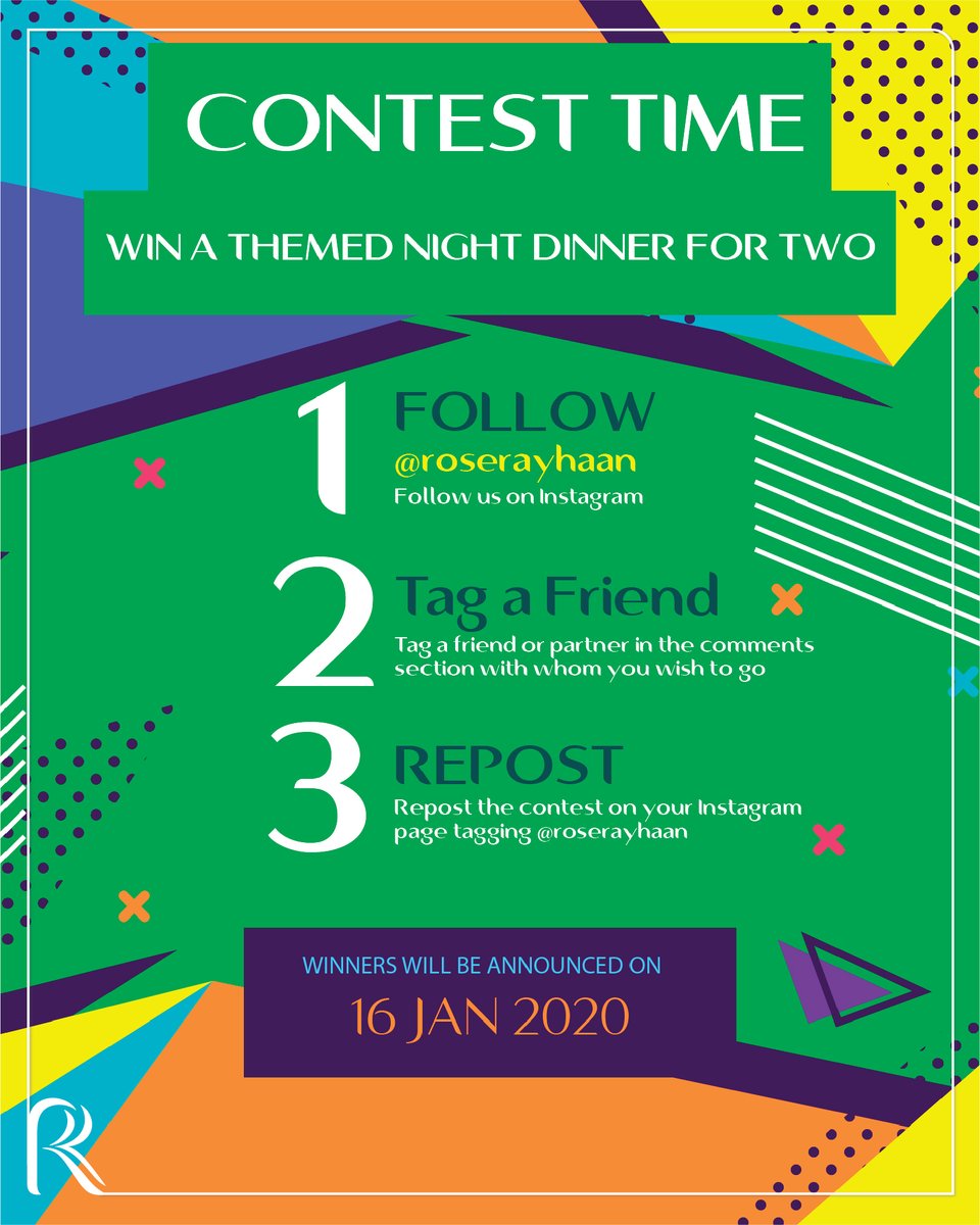 RoseRayhaanDXB's tweet photo. ***Contest Time***
Thank you for your love on Twitter, now it's time to share some love for our Instagram page as well. We’re giving away complimentary Dinner vouchers for two at Rose Rayhaan by Rotana.
#RoseRayhaan #Contest #Competition #WinWithRotana https://t.co/qOBBu9hzea