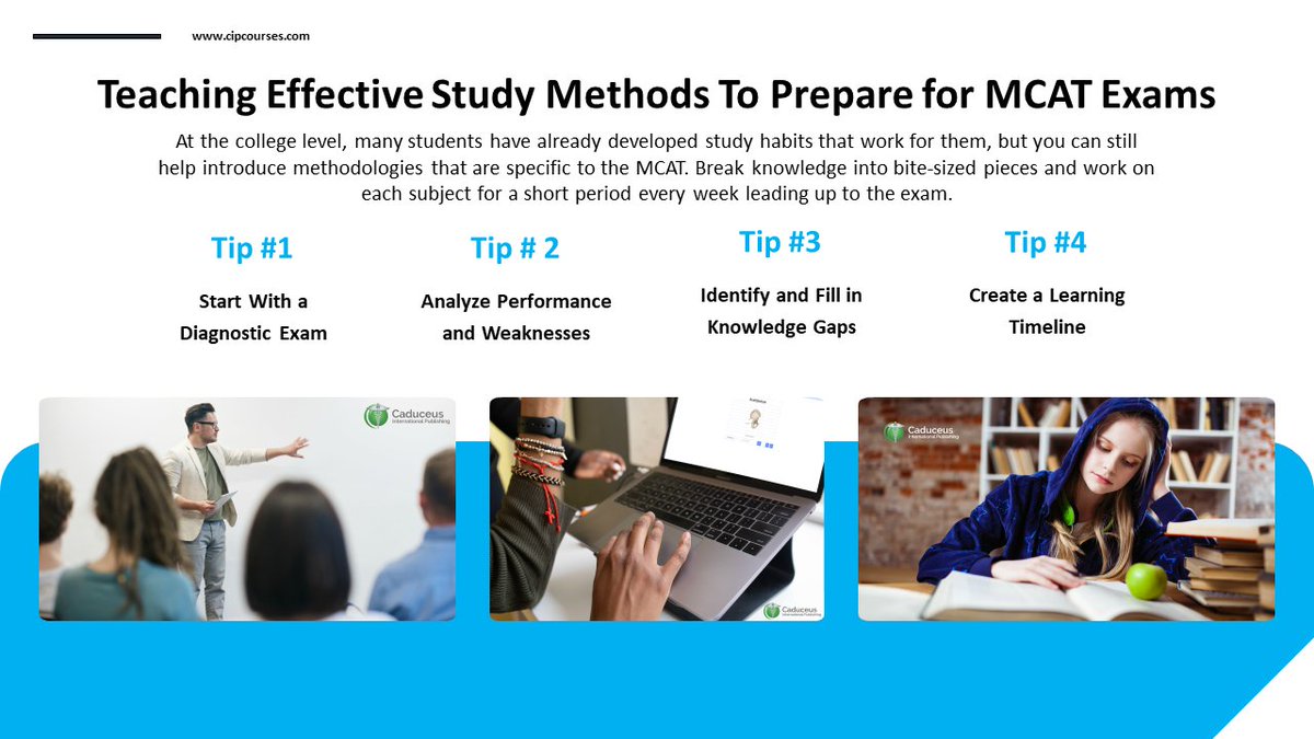 CIPcourses's tweet image. Want to teach #EffectiveStudyMethods for students who are preparing to take the #MCAT?

Check out these tips: bit.ly/Prepare-for-MC…