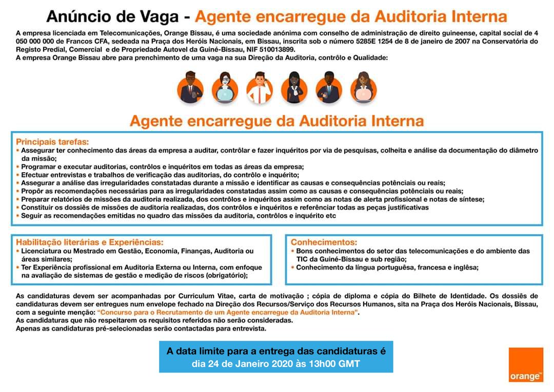 Orange_Bissau's tweet photo. #Oferta de emprego
Vagas para posto de Auditor Interno e Gestor de Qualidade.
Venham depositar a vossa candidatura https://t.co/7GngLMulIX