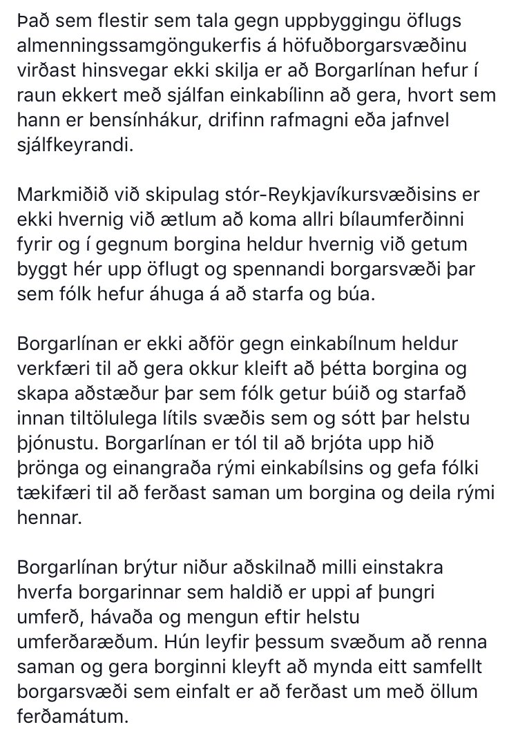 bingibjarts's tweet photo. Skrifaði þetta fyrir sléttum 2 árum um Borgarlínuna. 

Sit nú í hönnunarteymi Borgarlínunnar þar sem við erum einmitt að greina hvernig fyrsti áfangi mun búa til enn betri og #meiriborg. 

Segi nú eins og þá: 
Borgarlínan er ekki markmið, hún er tækifæri... https://t.co/U5t5PdxWXL